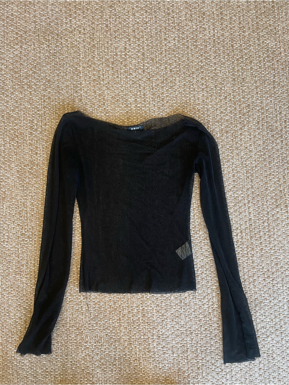UNIF black Long-Sleeve mesh Women's Top